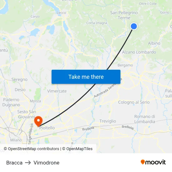Bracca to Vimodrone map