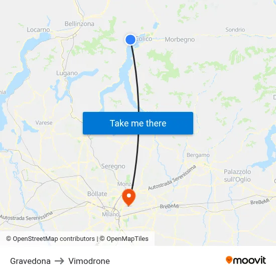 Gravedona to Vimodrone map