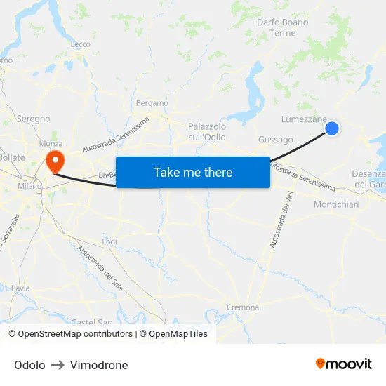 Odolo to Vimodrone map