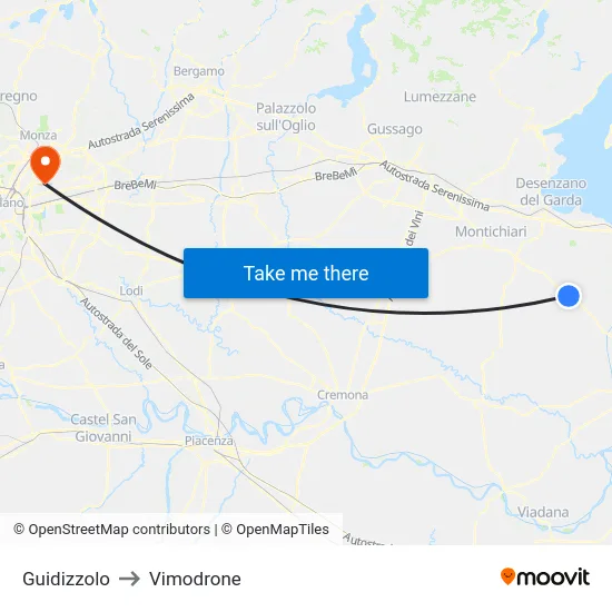 Guidizzolo to Vimodrone map