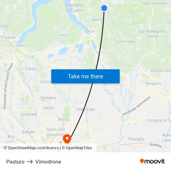 Pasturo to Vimodrone map