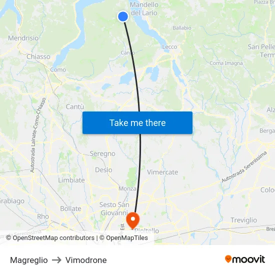 Magreglio to Vimodrone map