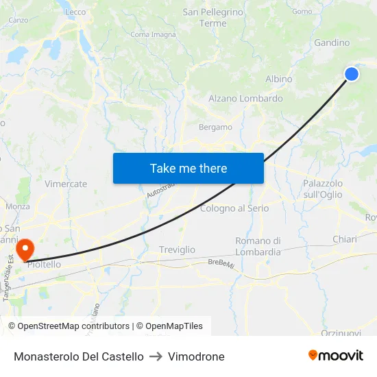 Monasterolo del Castello to Vimodrone map