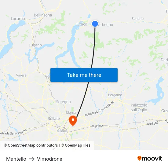 Mantello to Vimodrone map