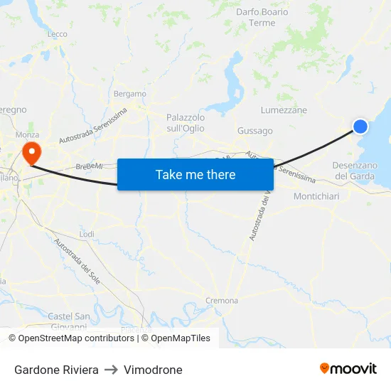 Gardone Riviera to Vimodrone map