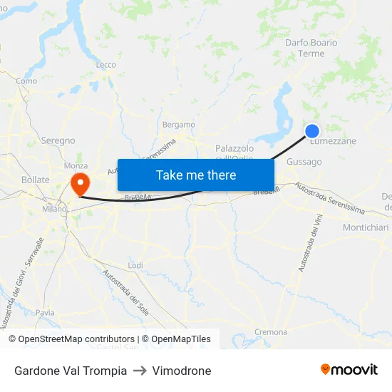 Gardone Val Trompia to Vimodrone map
