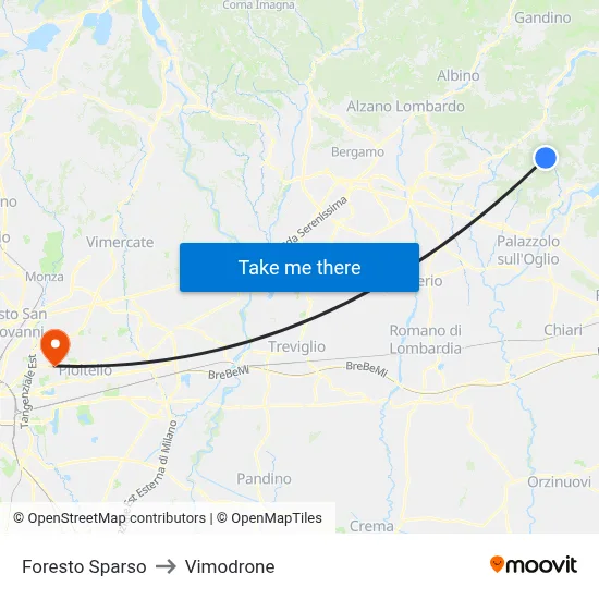 Foresto Sparso to Vimodrone map