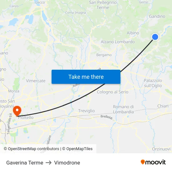 Gaverina Terme to Vimodrone map