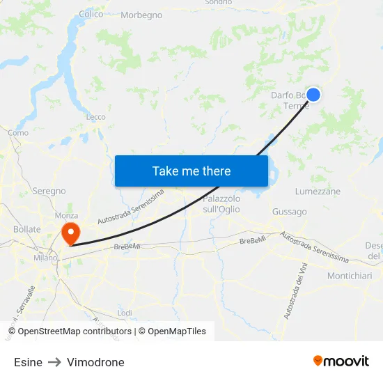 Esine to Vimodrone map