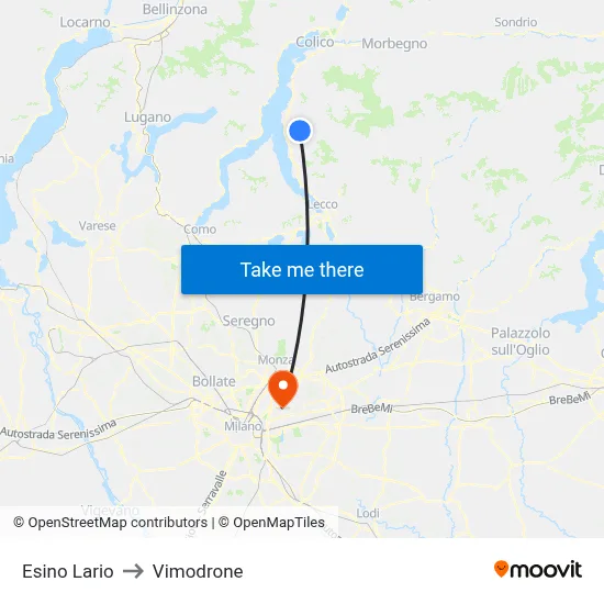 Esino Lario to Vimodrone map