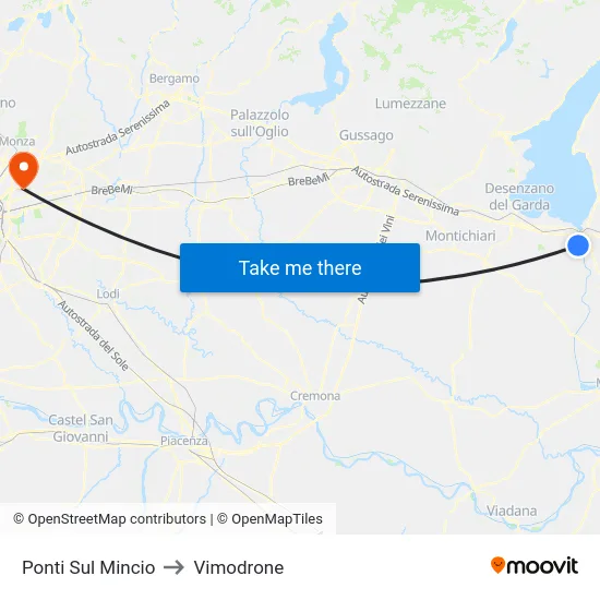 Ponti Sul Mincio to Vimodrone map