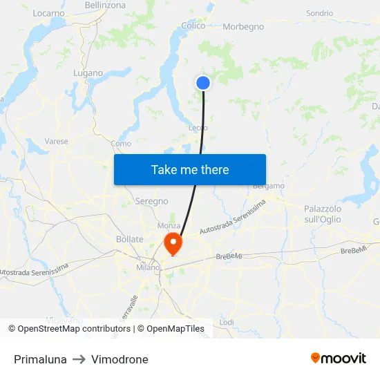 Primaluna to Vimodrone map