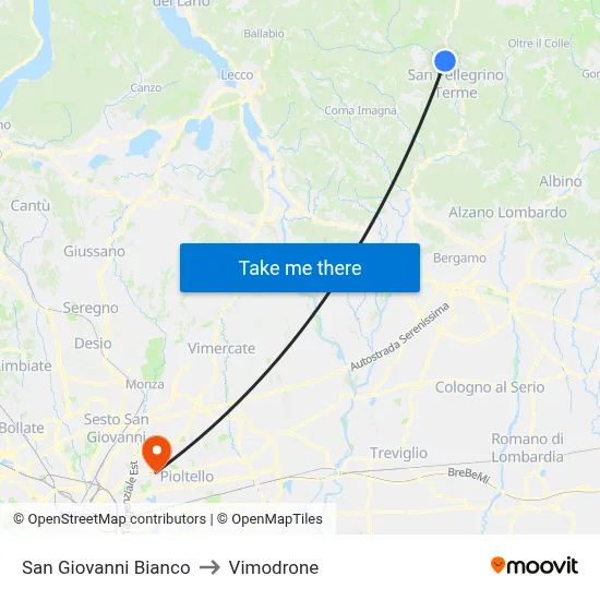 San Giovanni Bianco to Vimodrone map