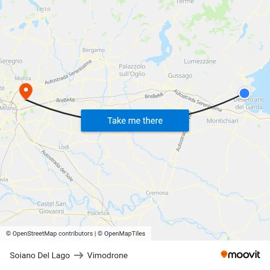 Soiano Del Lago to Vimodrone map
