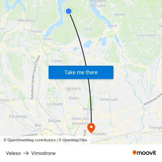 Veleso to Vimodrone map