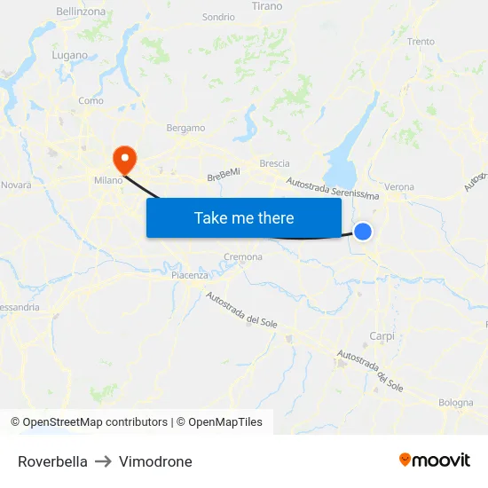 Roverbella to Vimodrone map