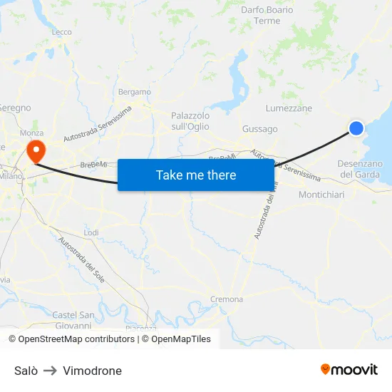 Salò to Vimodrone map