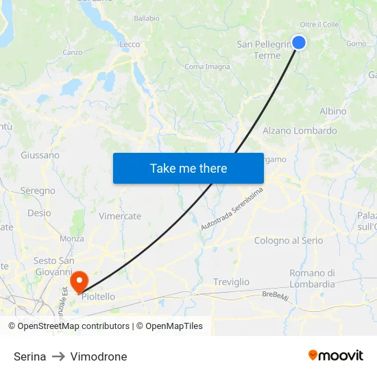 Serina to Vimodrone map