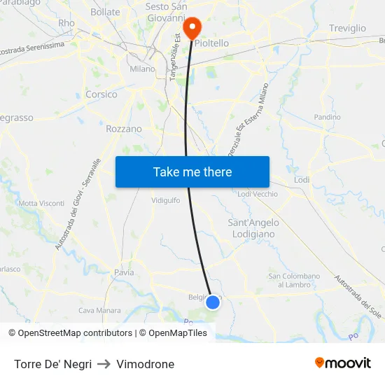 Torre De' Negri to Vimodrone map