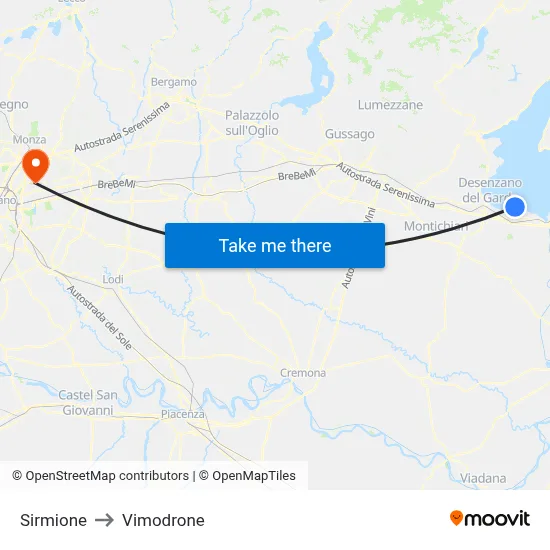 Sirmione to Vimodrone map