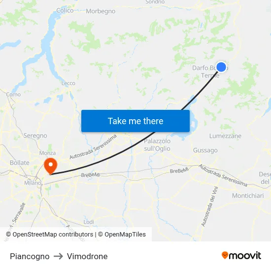 Piancogno to Vimodrone map