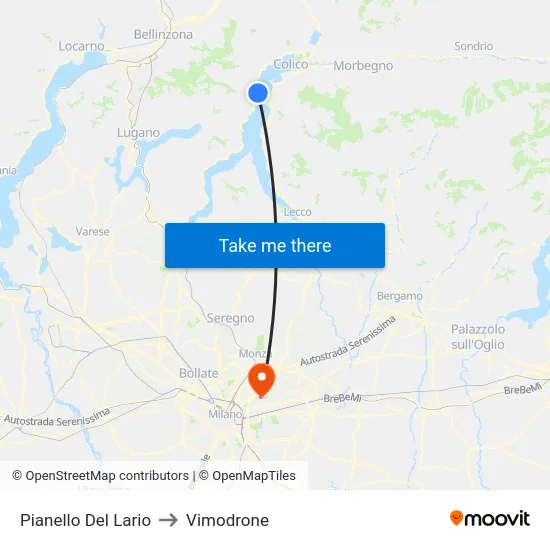 Pianello Del Lario to Vimodrone map