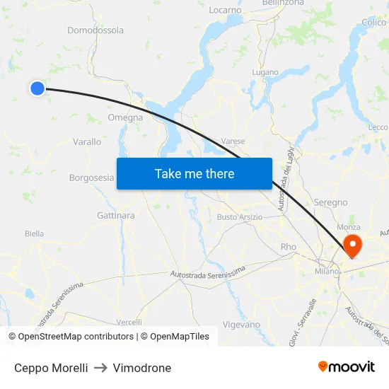 Ceppo Morelli to Vimodrone map