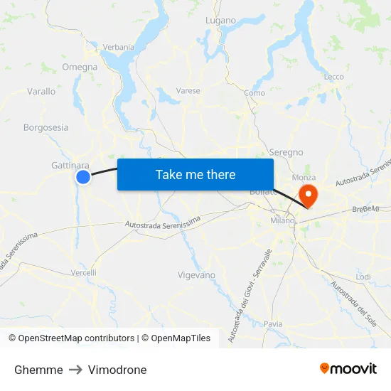 Ghemme to Vimodrone map