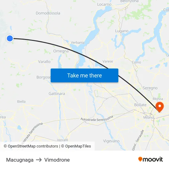 Macugnaga to Vimodrone map
