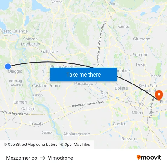 Mezzomerico to Vimodrone map