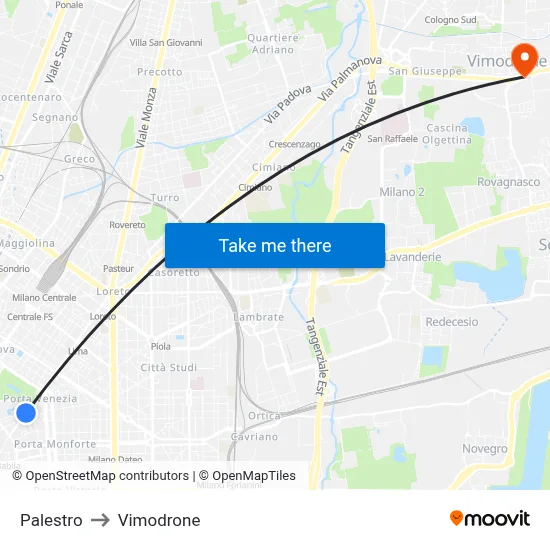Palestro to Vimodrone map