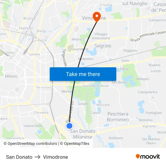 San Donato to Vimodrone map