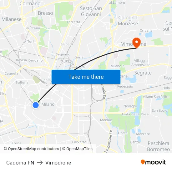 Cadorna FN to Vimodrone map