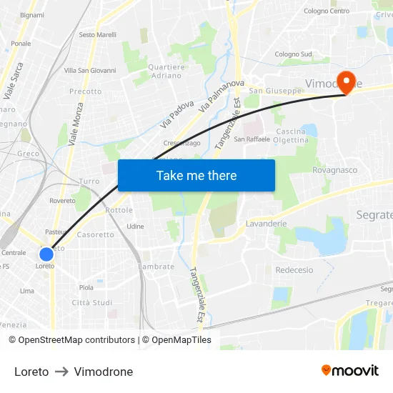 Loreto to Vimodrone map