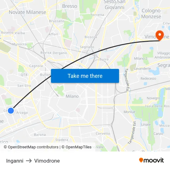 Inganni to Vimodrone map