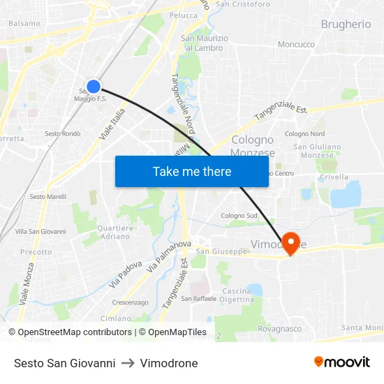 Sesto San Giovanni to Vimodrone map