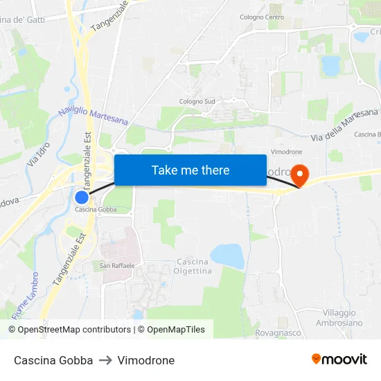 Cascina Gobba to Vimodrone map