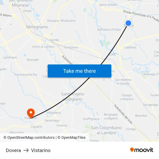 Dovera to Vistarino map
