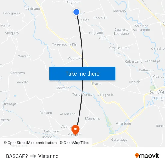 Bascap to Vistarino map