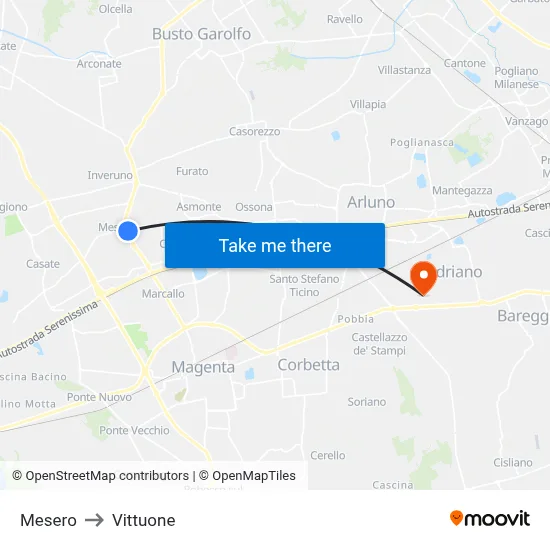 Mesero to Vittuone map