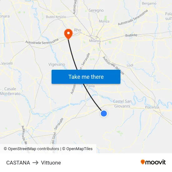 Castana to Vittuone map