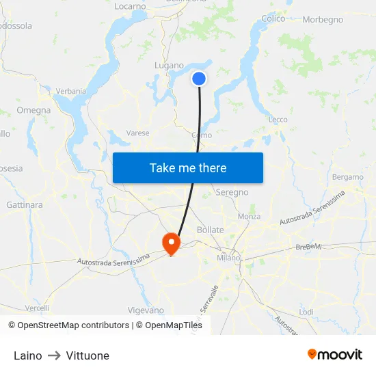 Laino to Vittuone map