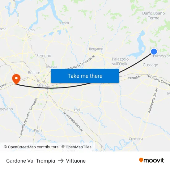 Gardone Val Trompia to Vittuone map