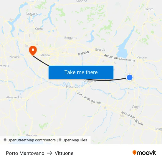Porto Mantovano to Vittuone map