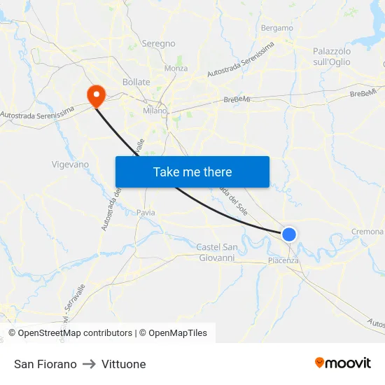 San Fiorano to Vittuone map