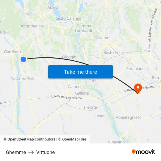 Ghemme to Vittuone map