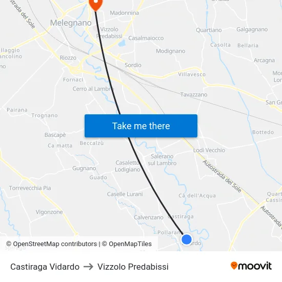 Castiraga Vidardo to Vizzolo Predabissi map
