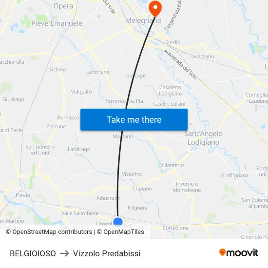 BELGIOIOSO to Vizzolo Predabissi map