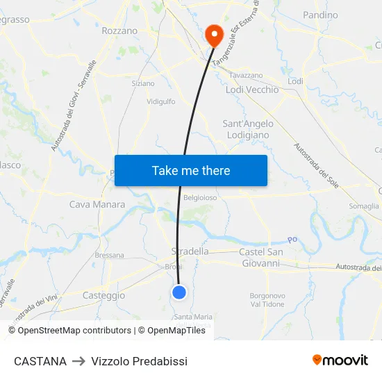 Castana to Vizzolo Predabissi map