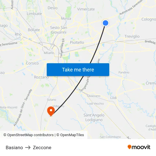 Basiano to Zeccone map